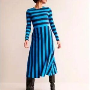NWT Boden Blue Striped Jersey Midi Dress